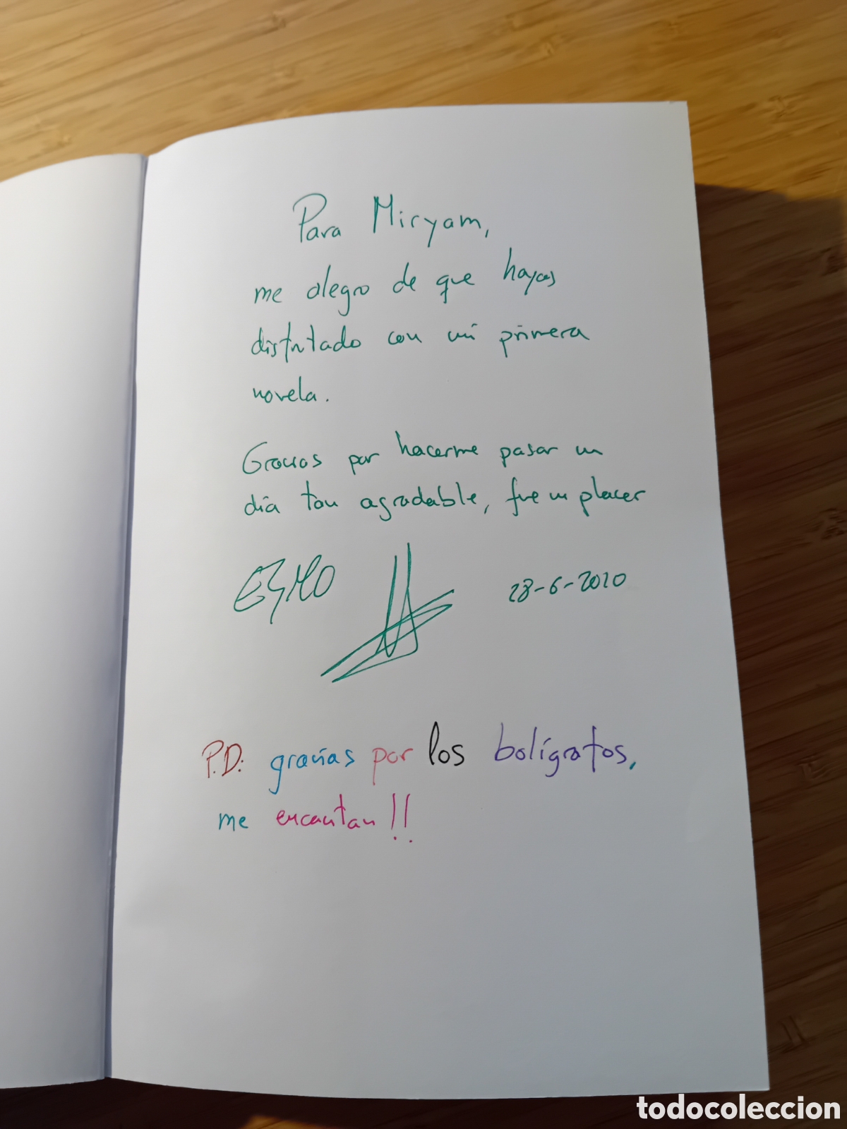 Libros de segunda mano: El bol&iacute;grafo de gel verde - Eloy Moreno (Espasa 2009) Dedicatoria aut&oacute;grafa