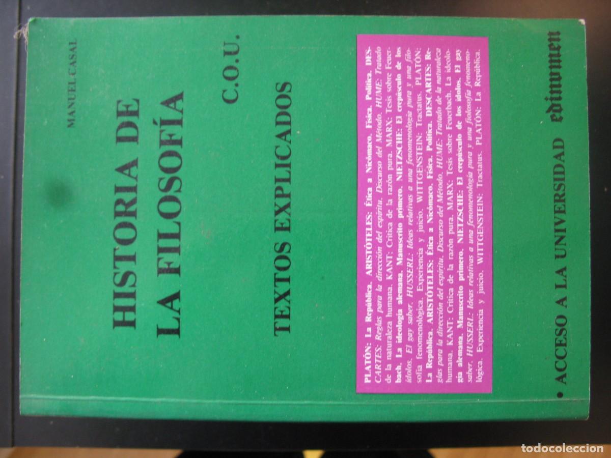 Libros de segunda mano: Historia de la filosof&iacute;a C.O.U. Textos explicados - Manuel Casal