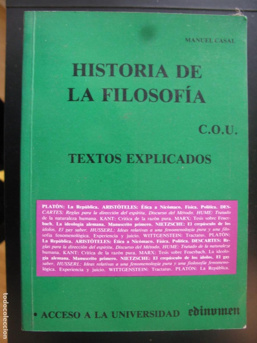 Gebrauchte B&uuml;cher: Historia de la filosof&iacute;a C.O.U. Textos explicados - Manuel Casal