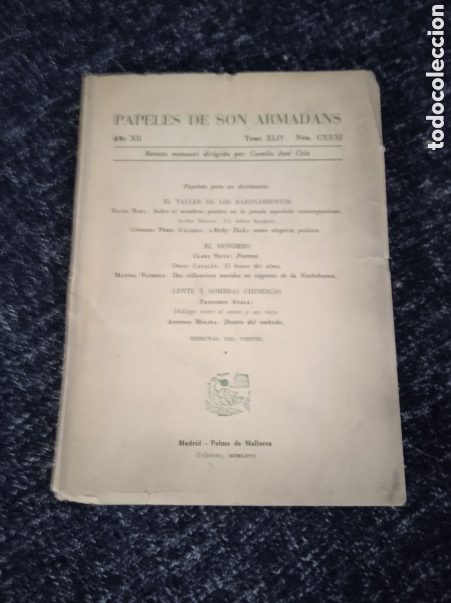 Livres d'occasion: PAPELES DE SON ARMADANS. A&Ntilde;O XII. TOMO XLIV. N&ordm; CXXXI.- CAMILO JOSE CELA.