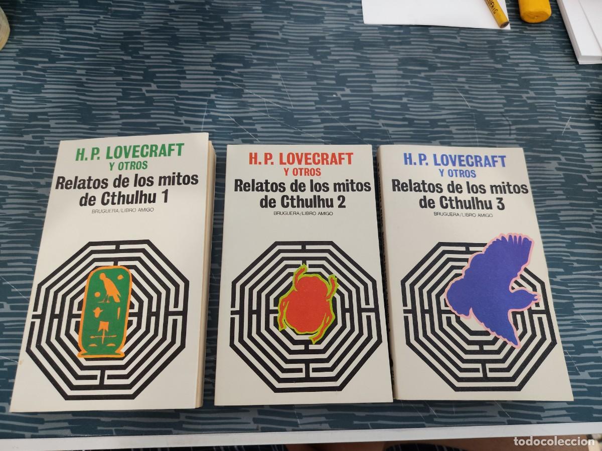 Libros de segunda mano: RELATOS DE LOS MITOS DE CTHULHU,3 TOMOS,H.P.LOVECRAFT Y OTROS,BRUGUERA EDITORIAL,1978,VER FOTOS.