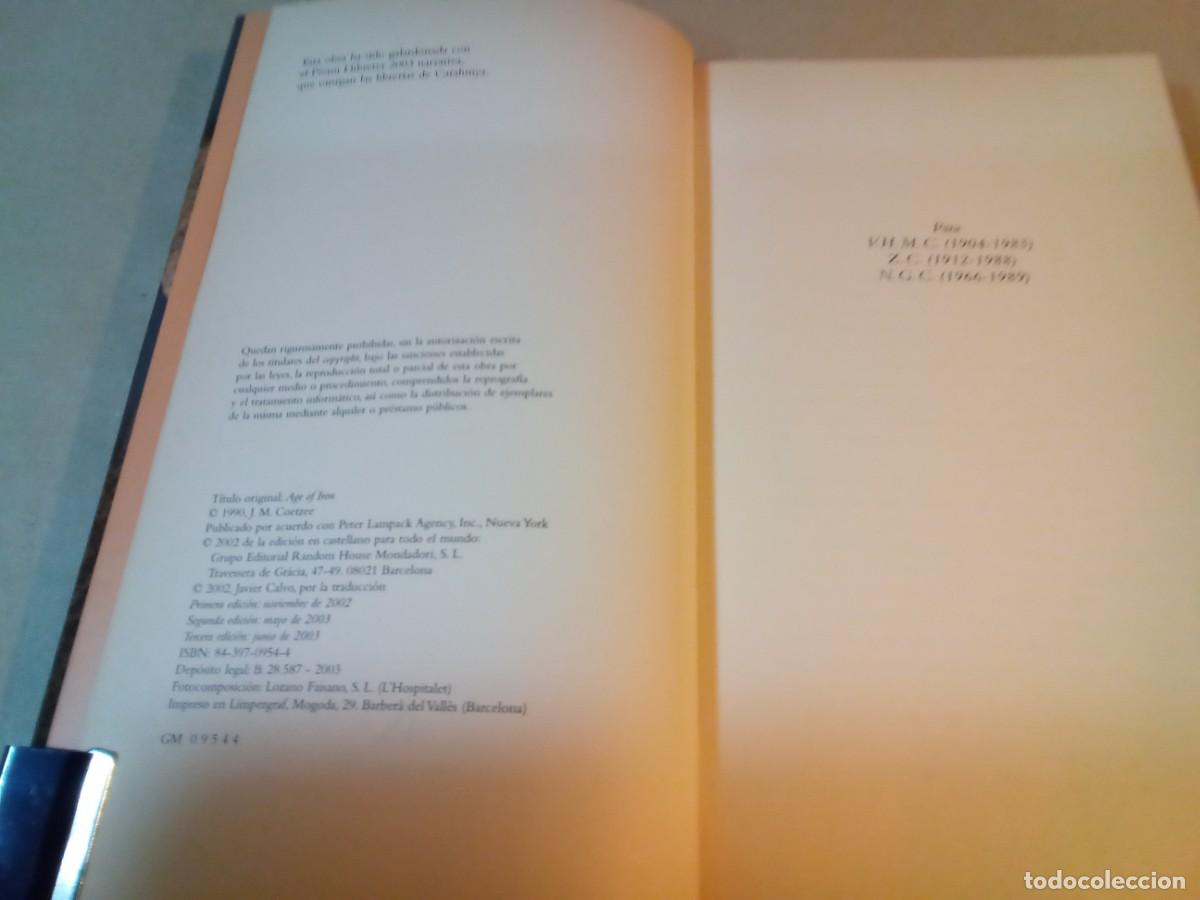 Libros de segunda mano: LA EDAD DE HIERRO DE J.M. COETZEE - Foto 3