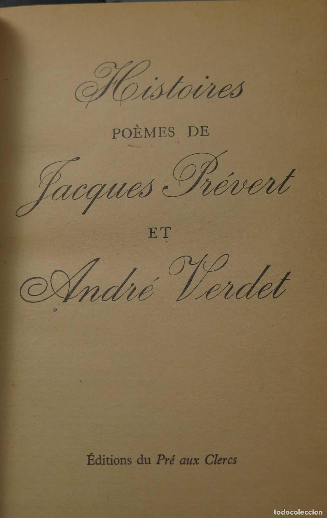Libros de segunda mano: Histoires - Jacques Pr&eacute;vert, Andr&eacute; Verdet - CLERCS - Foto 2