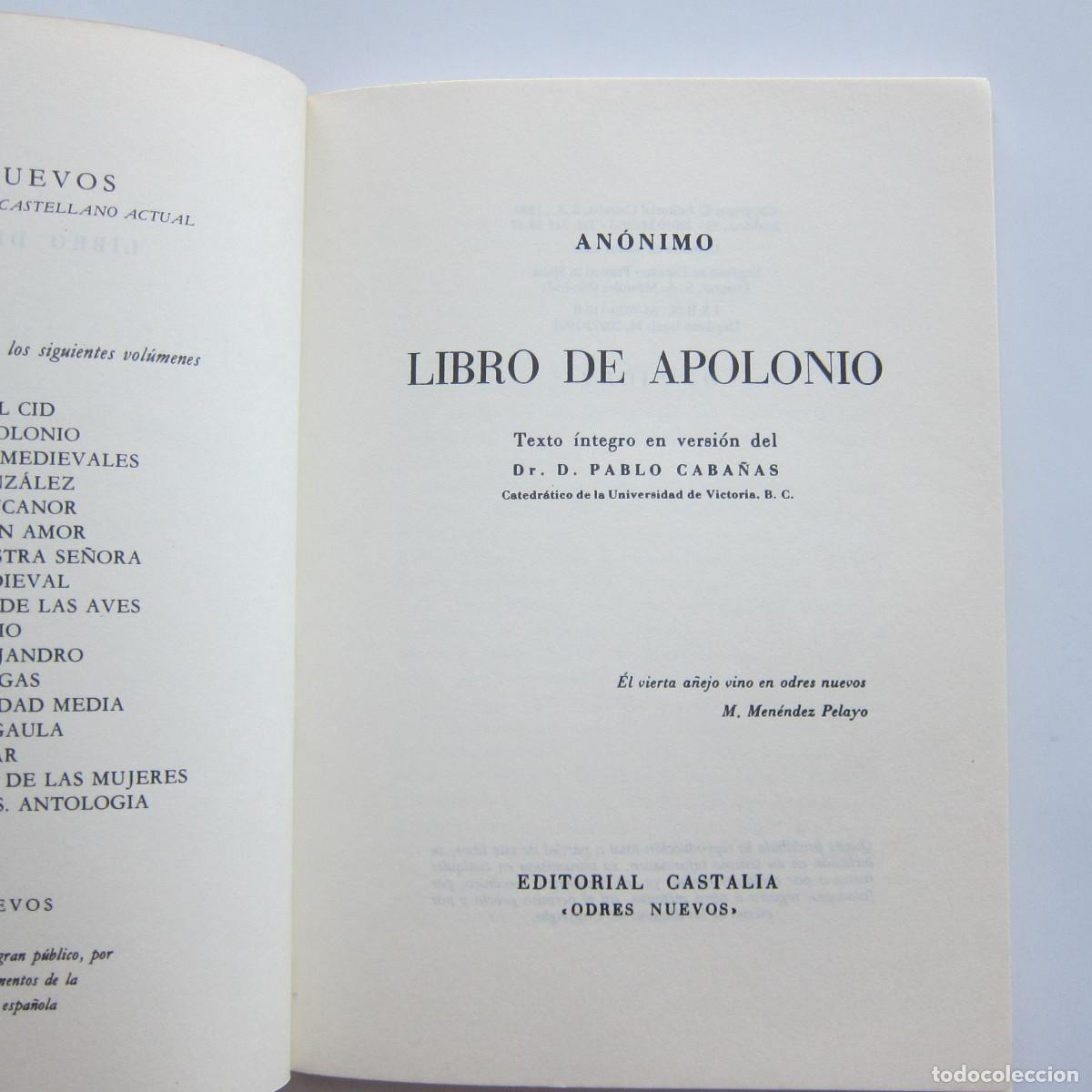 Libros de segunda mano: LIBRO DE APOLONIO - AN&Oacute;NIMO (CASTALIA) POES&Iacute;A - Foto 6