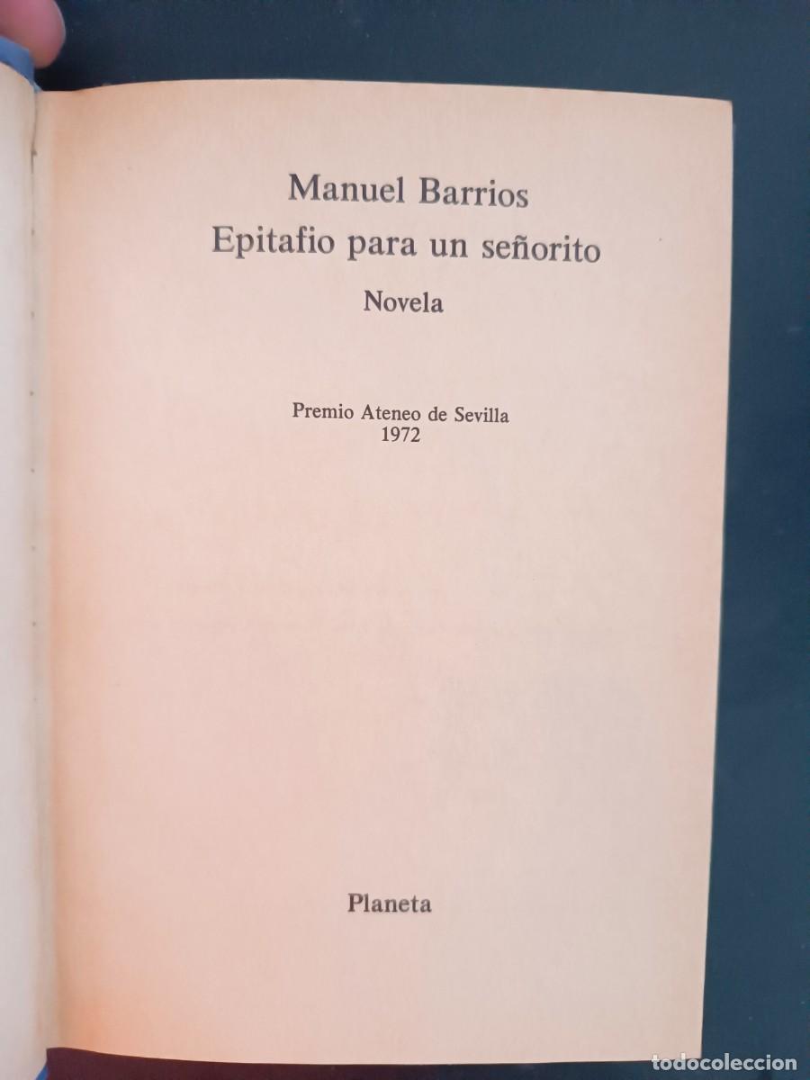 Libros de segunda mano: Epitafio para un se&ntilde;orito Manuel Barrios