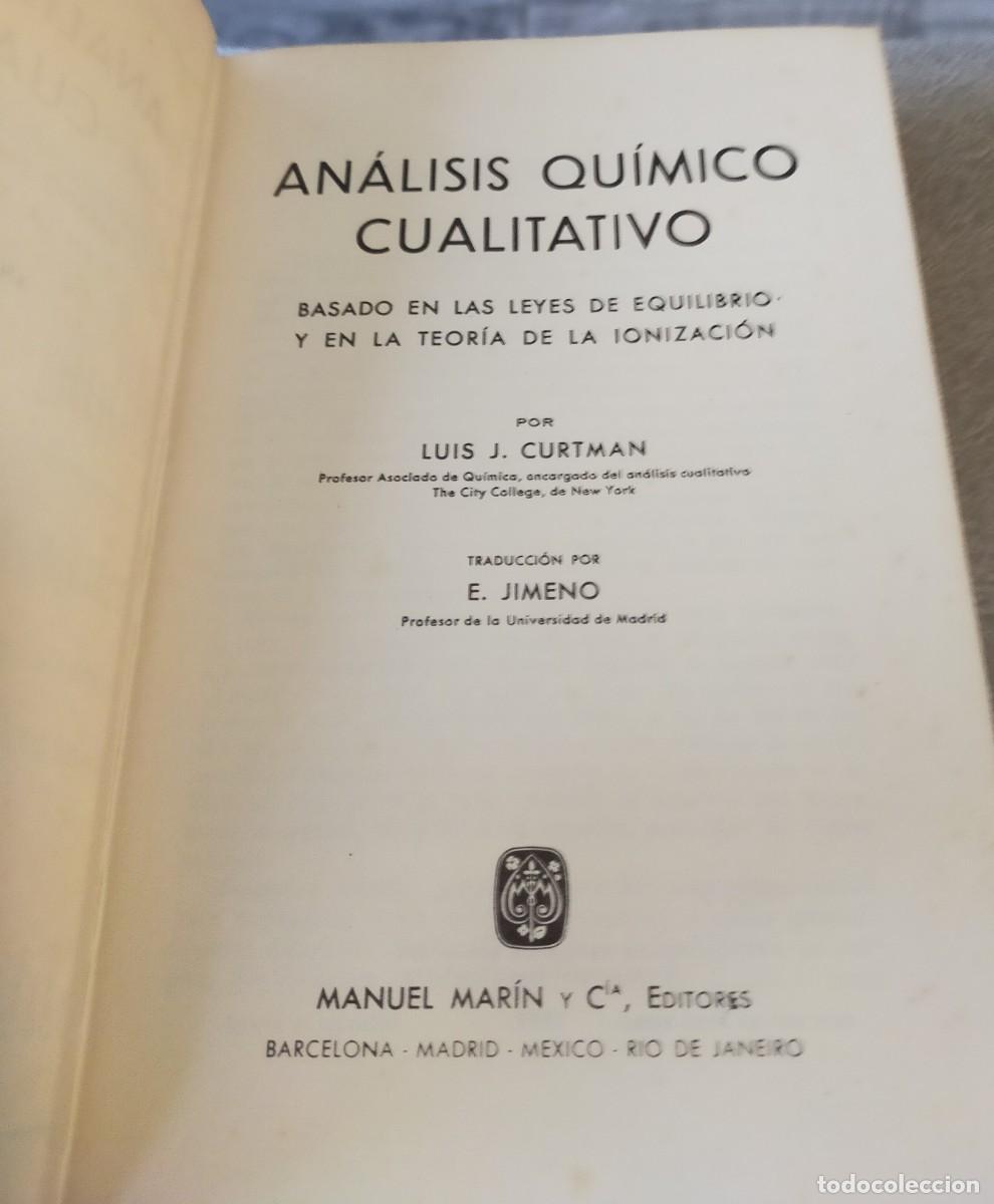 Libros de segunda mano: LIBRO ANALISIS QUIMICO CUALITATIVO ESCRITO POR L.J CURTMAN