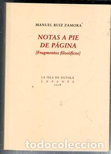 Libros de segunda mano: Notas a pie de p&aacute;gina, Manuel Ruiz Zamora