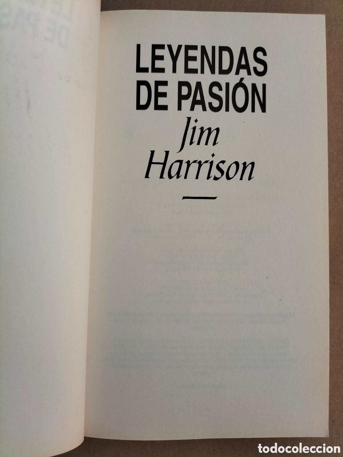 Libros de segunda mano: Leyendas de pasi&oacute;n. Jim Harrison. Cine para leer 17. La vanguardia, 1995. Libro