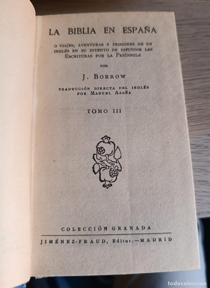 Libros de segunda mano: La biblia en Espa&ntilde;a. Borrow, J. Tres tomos. Aza&ntilde;a 1921