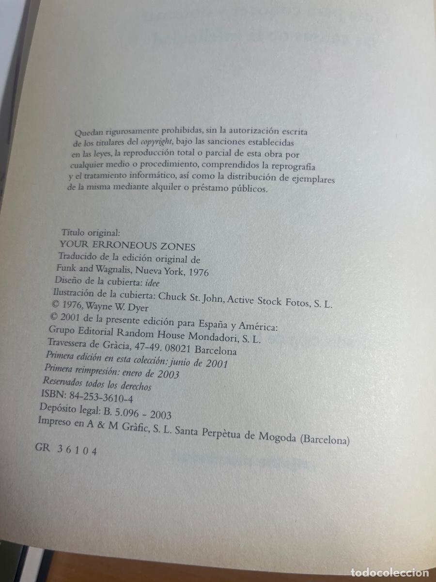 Libros de segunda mano: Libro Tus zonas erroneas | Wayne W Dyer | 2003 - Foto 3