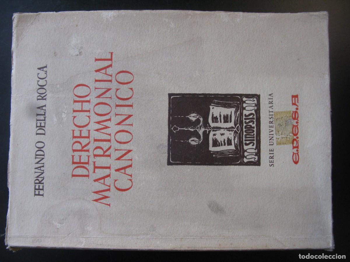 Libros de segunda mano: Derecho Matrimonial Canonico - Fernando Della Rocca