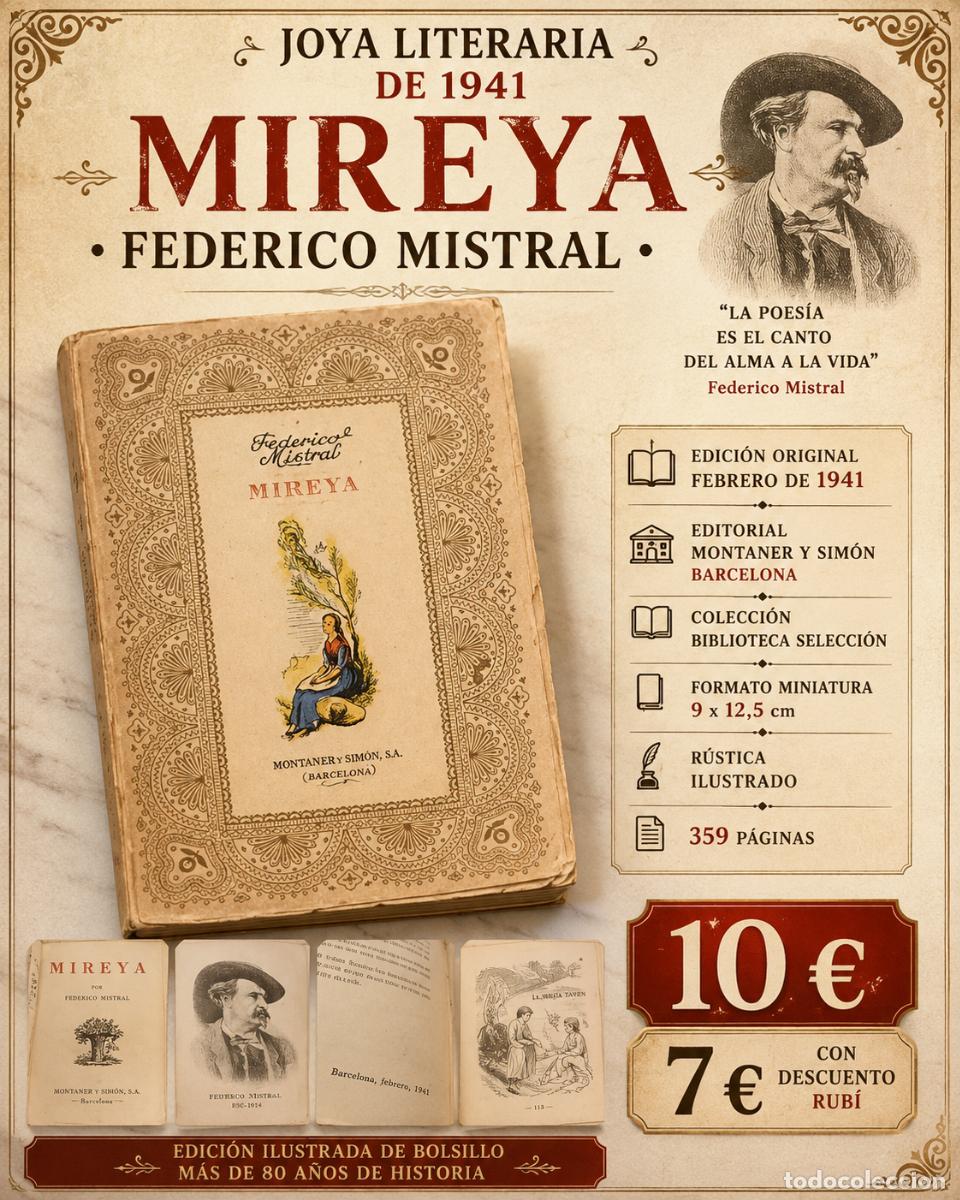 Second hand books: MIREYA | FEDERICO MISTRAL | 1941 | MONTANER Y SIM&Oacute;N | MINIATURA ILUSTRADA | 359 P&Aacute;GS