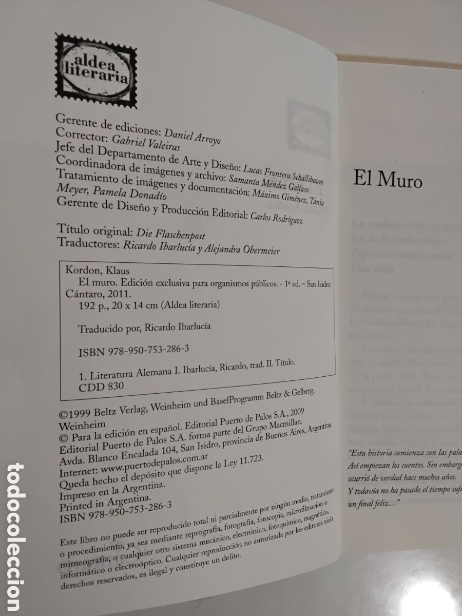 Libros de segunda mano: Klaus Kordon &mdash; El muro &mdash; C&aacute;ntaro, 2011 - Foto 3
