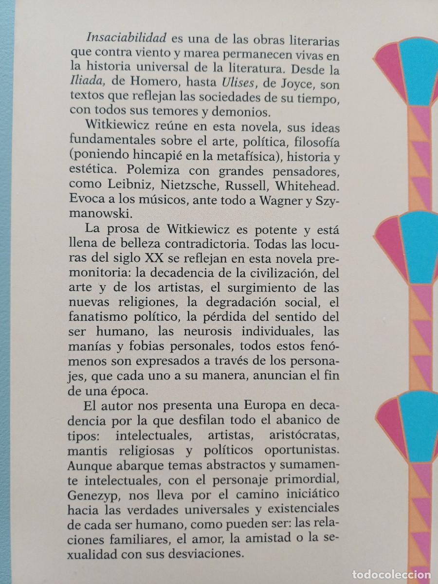 Libros de segunda mano: Novela INSACIABILIDAD (Despertar). - Foto 2