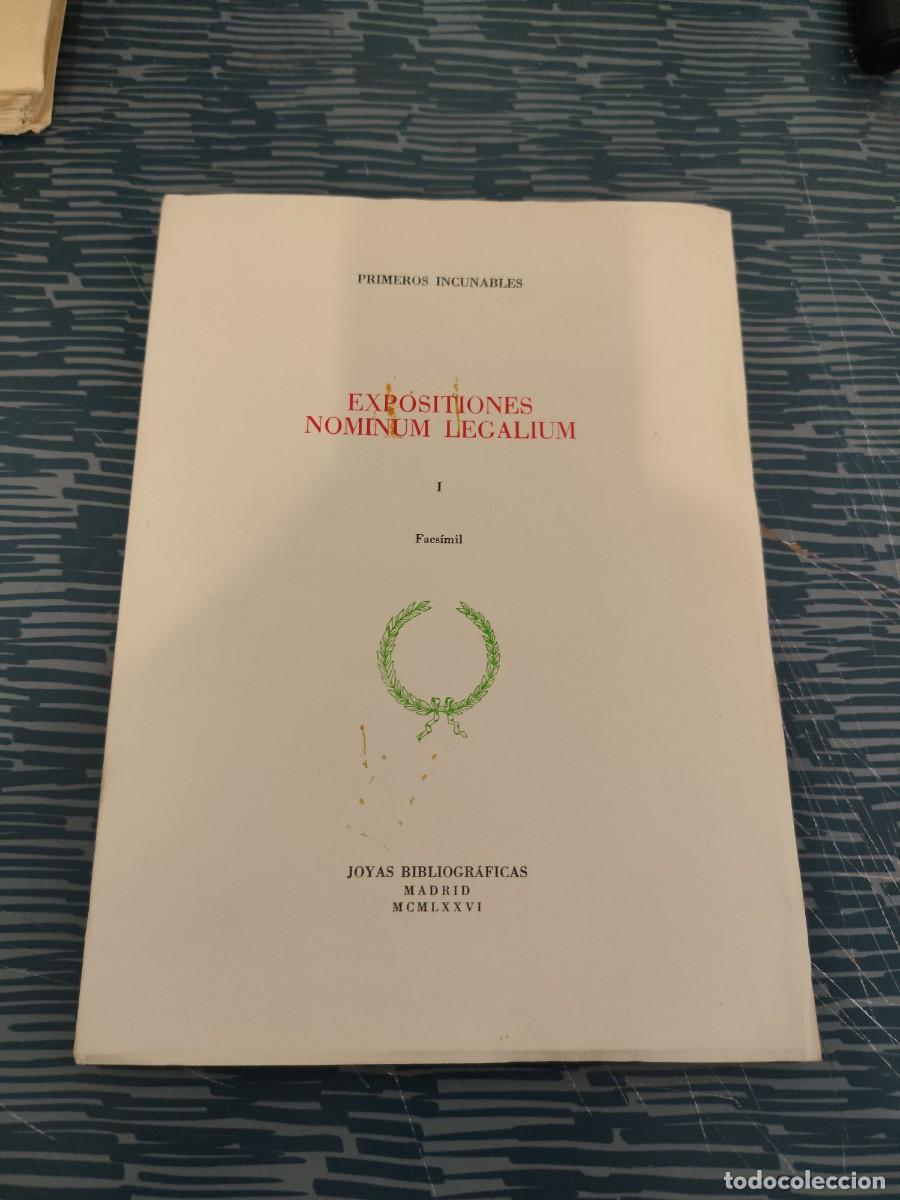 Libros de segunda mano: EXPISICIONES NOMINUM LEGALIUM, JOYAS BIBLIOGRAFICAS, MADRID,1976, INTONSO,LEER.