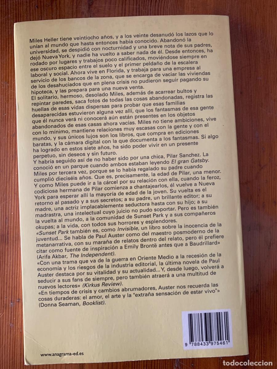 Libros de segunda mano: Sunset Park de Paul Auster (Bols 18) - Foto 2