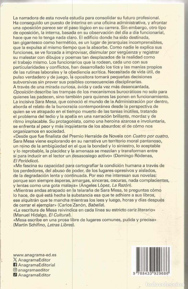 Libros de segunda mano: SARA MESA. OPOSICION. ANAGRAMA. - Foto 2
