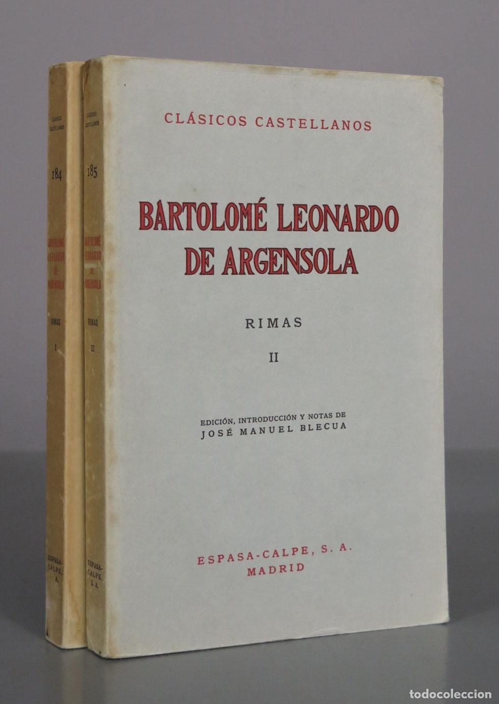 Gebrauchte B&uuml;cher: Rimas - Bartolom&eacute; Leonardo de Argensola - Espasa-Calpe. 2 TOMOS