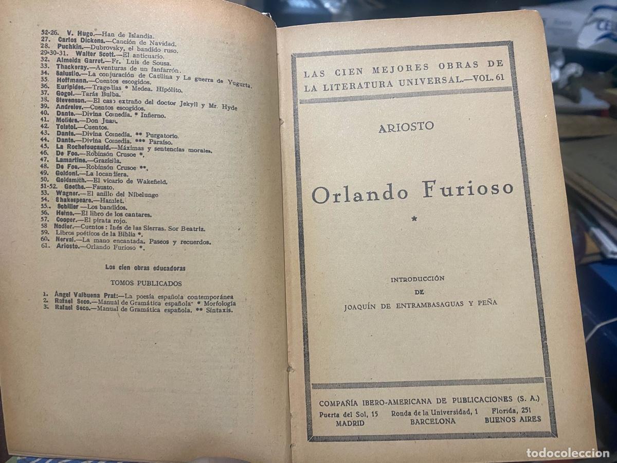 Libros de segunda mano: ORLANDO FURIOSO, ARIOSTO
