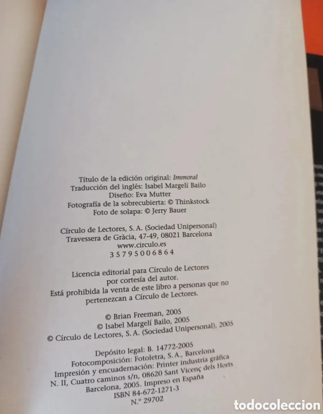 Libros de segunda mano: Libro, INMORAL. BRIAN FREEMAN. - Foto 2