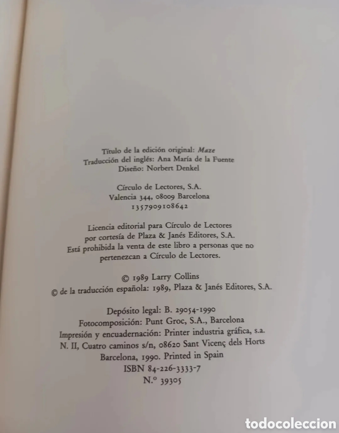 Libros de segunda mano: Libro, LABERINTO. LARRY COLLINS. - Foto 2