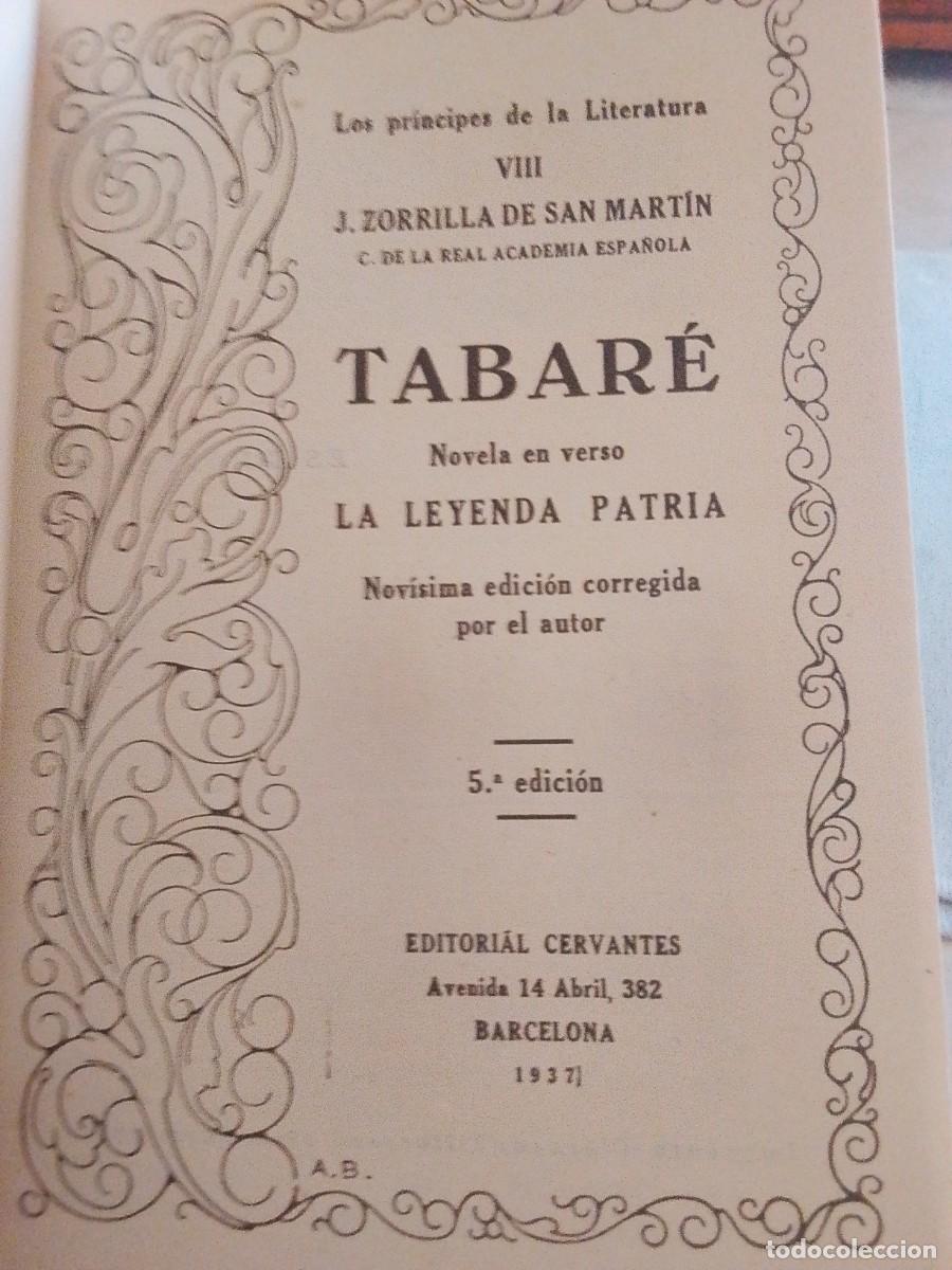 Livros em segunda m&atilde;o: Tabare Jos&eacute; Zorrilla de San Mart&iacute;n. Leyenda patria. 1937.ed Cervantes. Barcelona. 5 ed