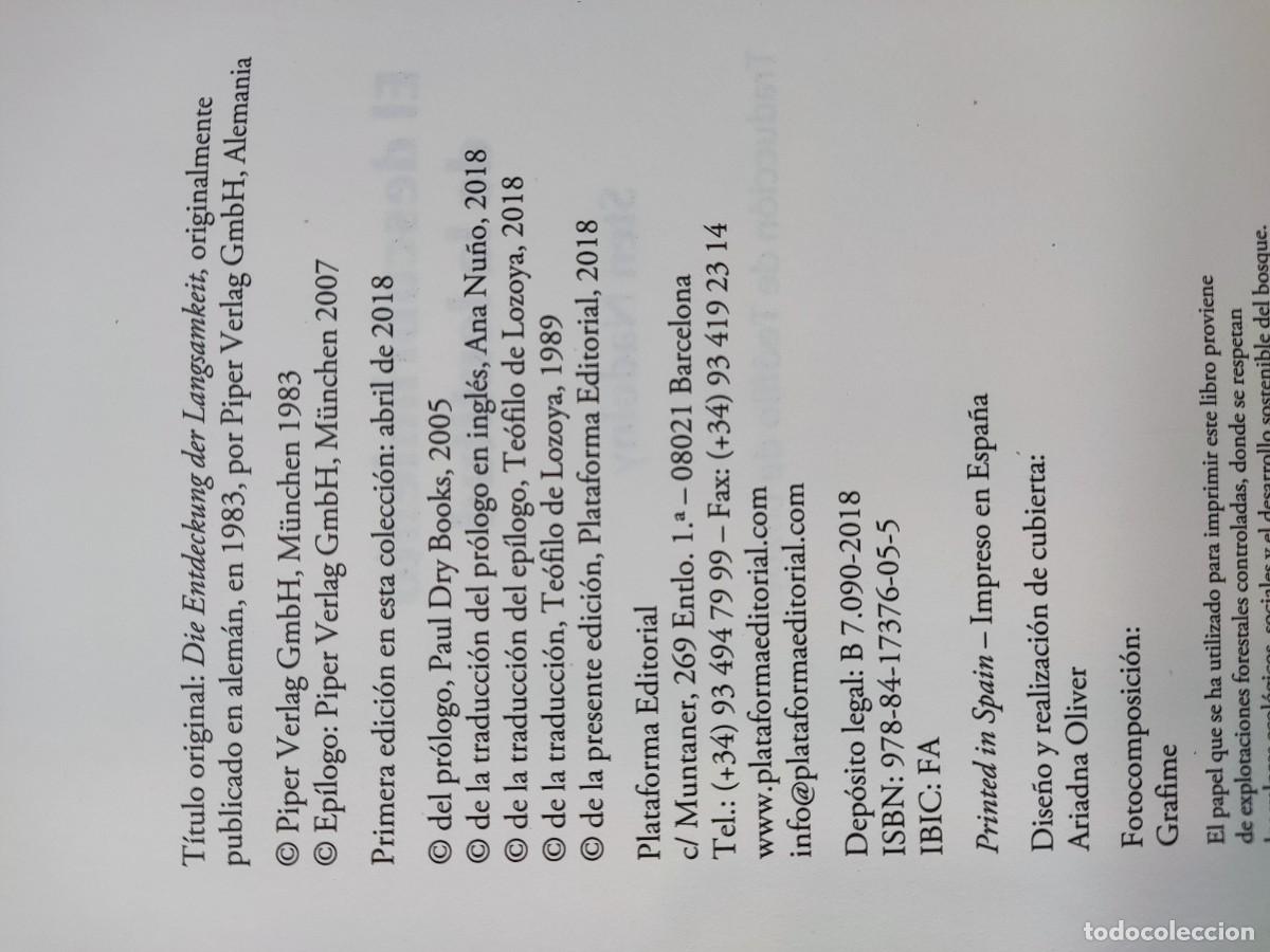 Libros de segunda mano: EL DESCUBRIMIENTO DE LA LENTITUD / STEN NADOLNY / 2018. PLATAFORMA editorial