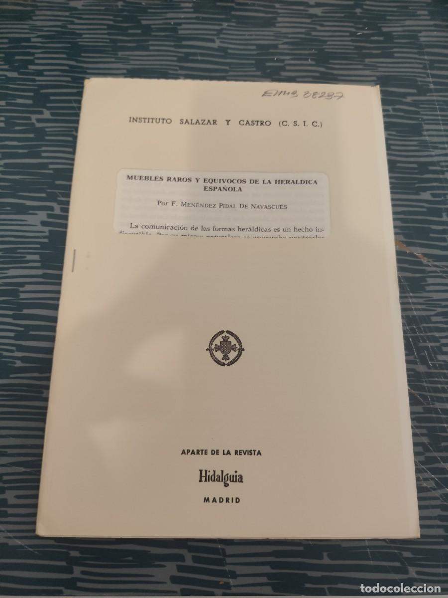 Libros de segunda mano: MUEBLES RAROS Y EQUIVOCOS DE LA HER&Aacute;LDICA ESPA&Ntilde;OLA,F.MENENDEZ PIDAL, HIDALGUIA EDITORIAL, INTONSO.