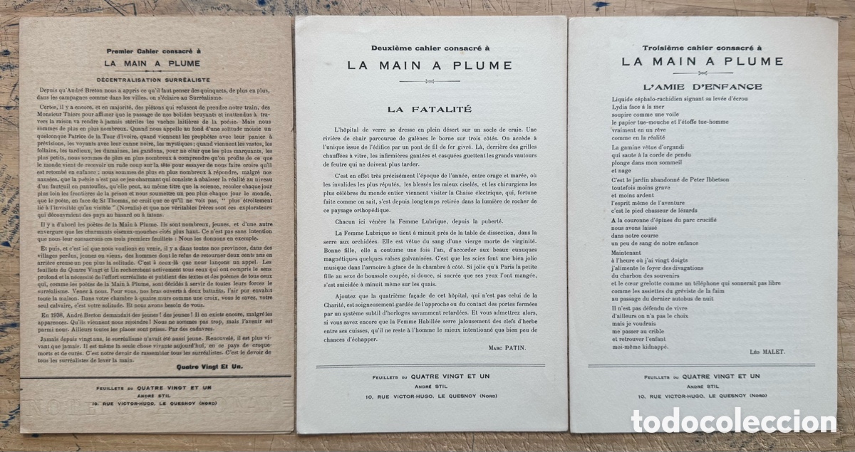 Livres d'occasion: Cahier Consacr&eacute; a la Main &agrave; Plume. Nos. 1, 2, 3 (completo) 1940-1944