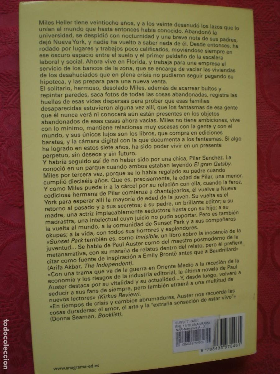 Libros de segunda mano: SUNSET PARK. PAUL AUSTER. ANAGRAMA. - Foto 4