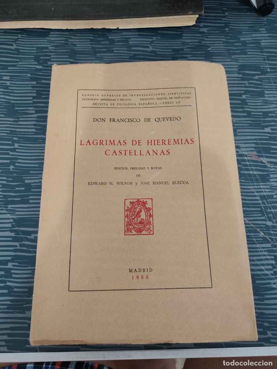 Gebrauchte B&uuml;cher: L&Aacute;GRIMAS DE HIEREMIAS CASTELLANAS,DON FRANCISCO DE QUEVEDO, MADRID,1953, INTONSO.