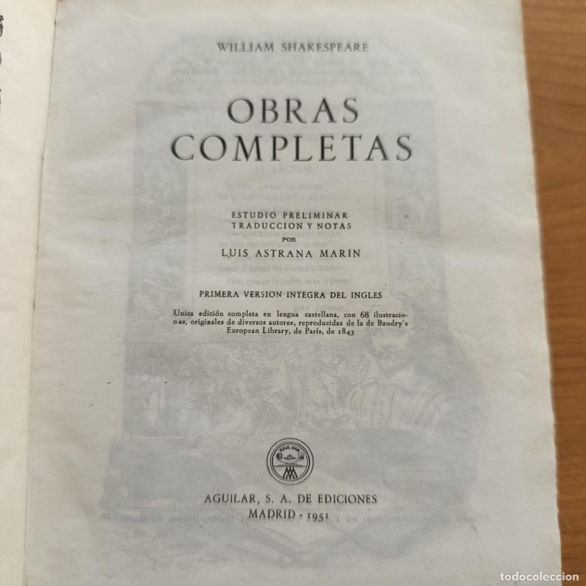 Second hand books: OBRAS COMPLETAS WILLIAM SHAKESPEARE. AGUILAR, 1951