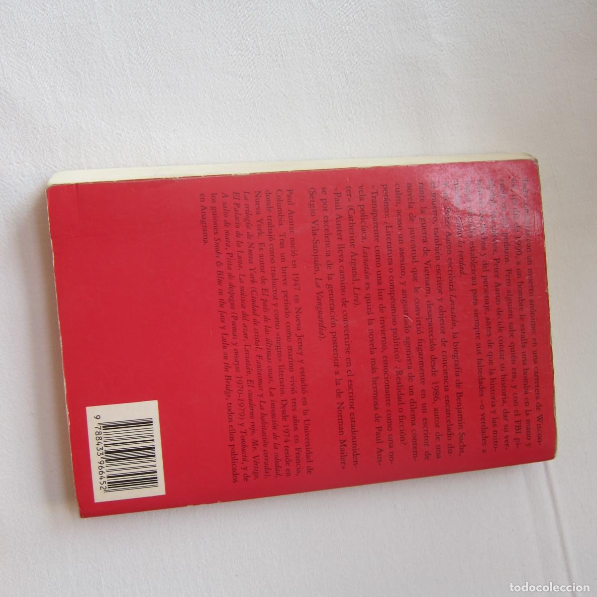 Libros de segunda mano: LEVIAT&Aacute;N - PAUL AUSTER (ANAGRAMA) NOVELA - Foto 3