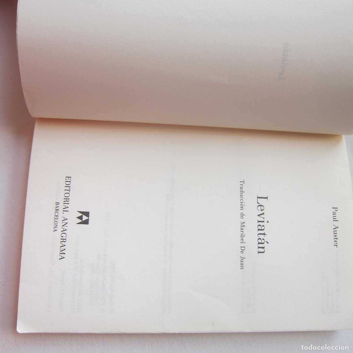 Libros de segunda mano: LEVIAT&Aacute;N - PAUL AUSTER (ANAGRAMA) NOVELA - Foto 9
