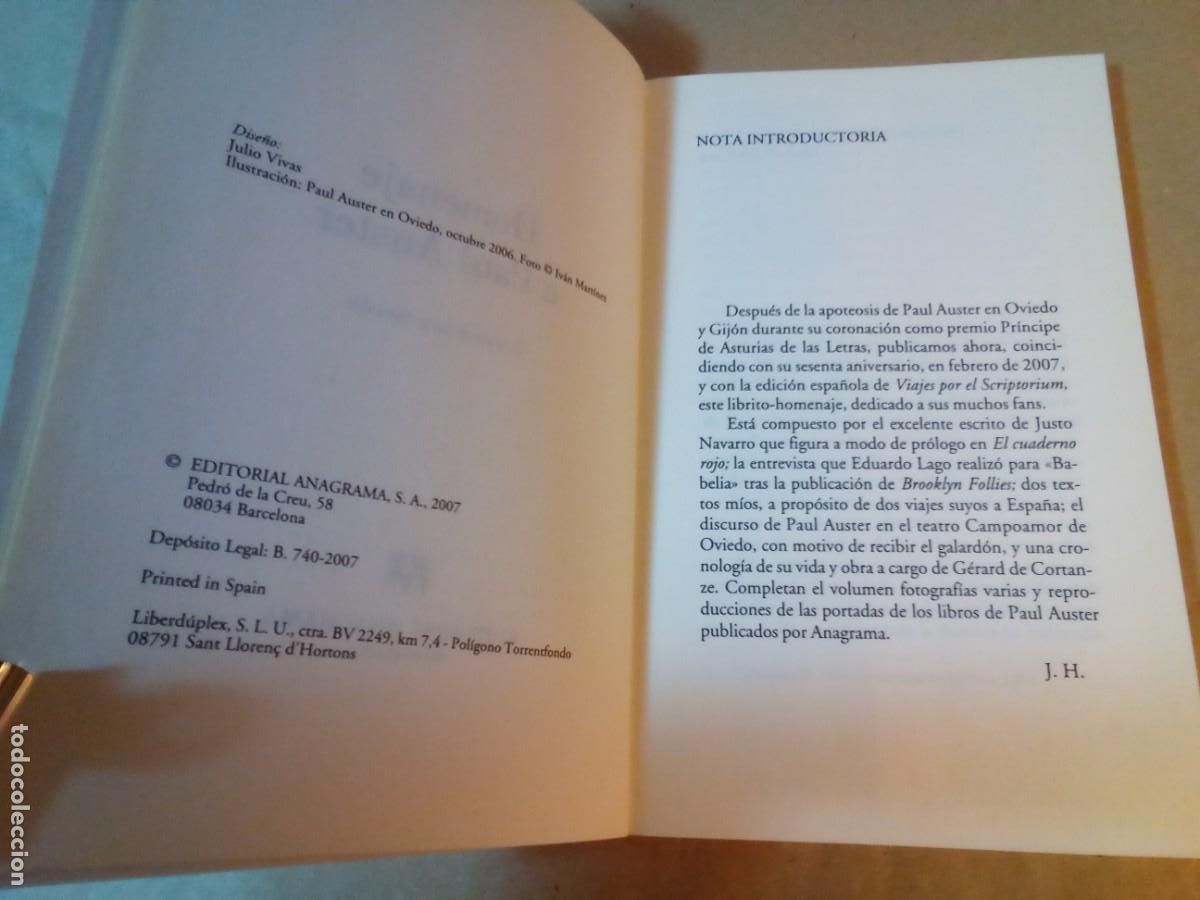 Libros de segunda mano: HOMENAJE A PAUL AUSTER DE JORGE HERRALDE - Foto 2