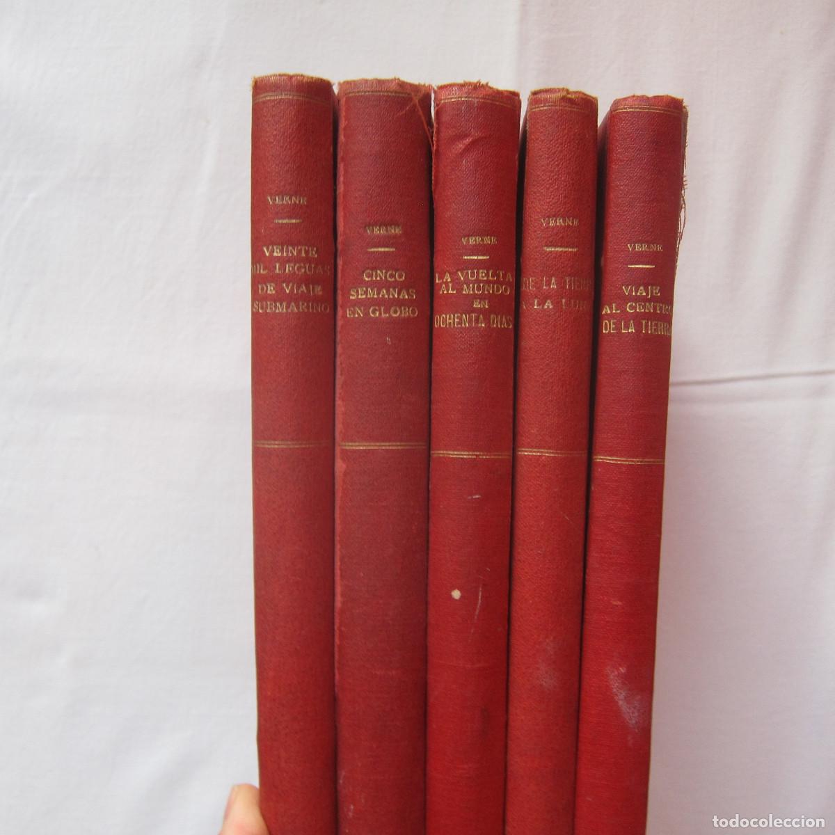 Libros de segunda mano: PACK VERNE SOPENA - CINCO SEMANAS EN GLOBO, DE LA TIERRA A LA LUNA...(SOPENA) 5 VOL. NOVELA