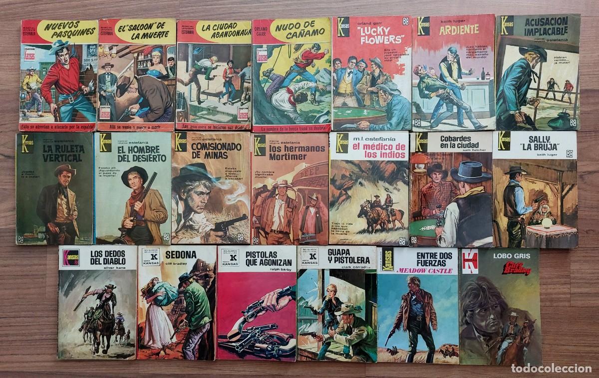 Libros de segunda mano: COLECCION KANSAS OESTE BRUGUERA - LOTE 20 NOVELAS ANTIGUAS-BOLSILIBROS-PULP (BUEN ESTADO)