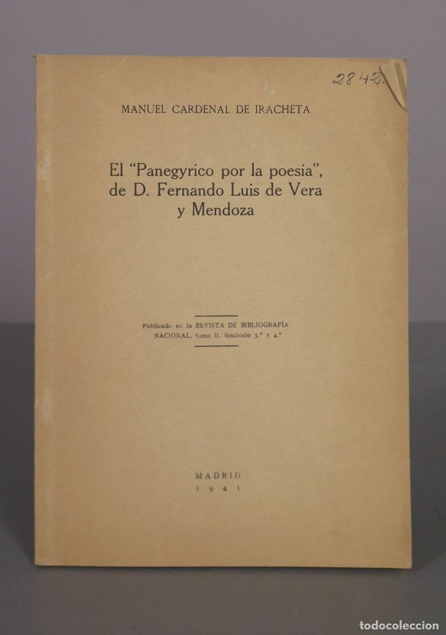Libros de segunda mano: El Panegyrico por la poes&iacute;a de D. Fernando Luis de Vera y Mendoza - Manuel Cardenal de Iracheta