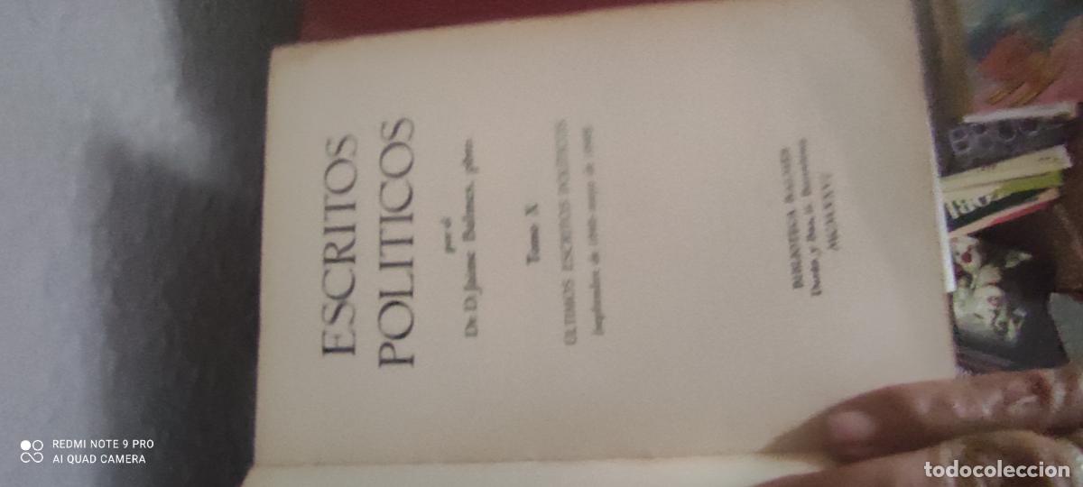 Libros de segunda mano: ESCRITOS POLITICOS TOMO X, JAIME BALMES. BIBLIOTECA BALMES, A&Ntilde;O 1926. OBRAS COMPLETAS XXXII