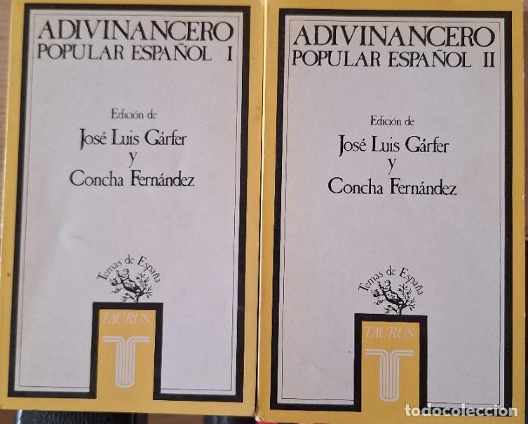 Libros de segunda mano: ADIVINANCERO POPULAR ESPA&Ntilde;OL. 2 TOMOS; OBRA COMPLETA. - GARFER/FERNANDEZ, Jose Luis/Concha.