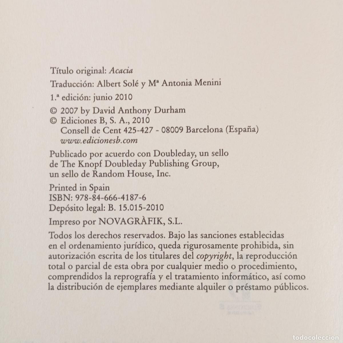 Libros de segunda mano: ACACIO - DAVID ANTHONY DURHAM - EDICIONES B - 2010 / 1970 - Foto 4