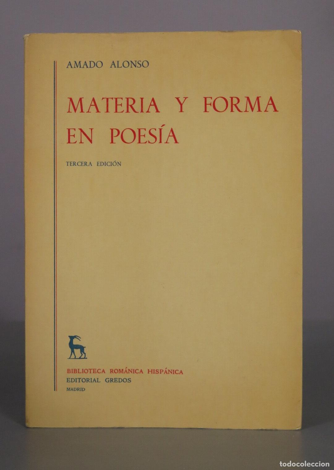 Libros de segunda mano: Materia y forma en poes&iacute;a - Amado Alonso - Editorial Gredos