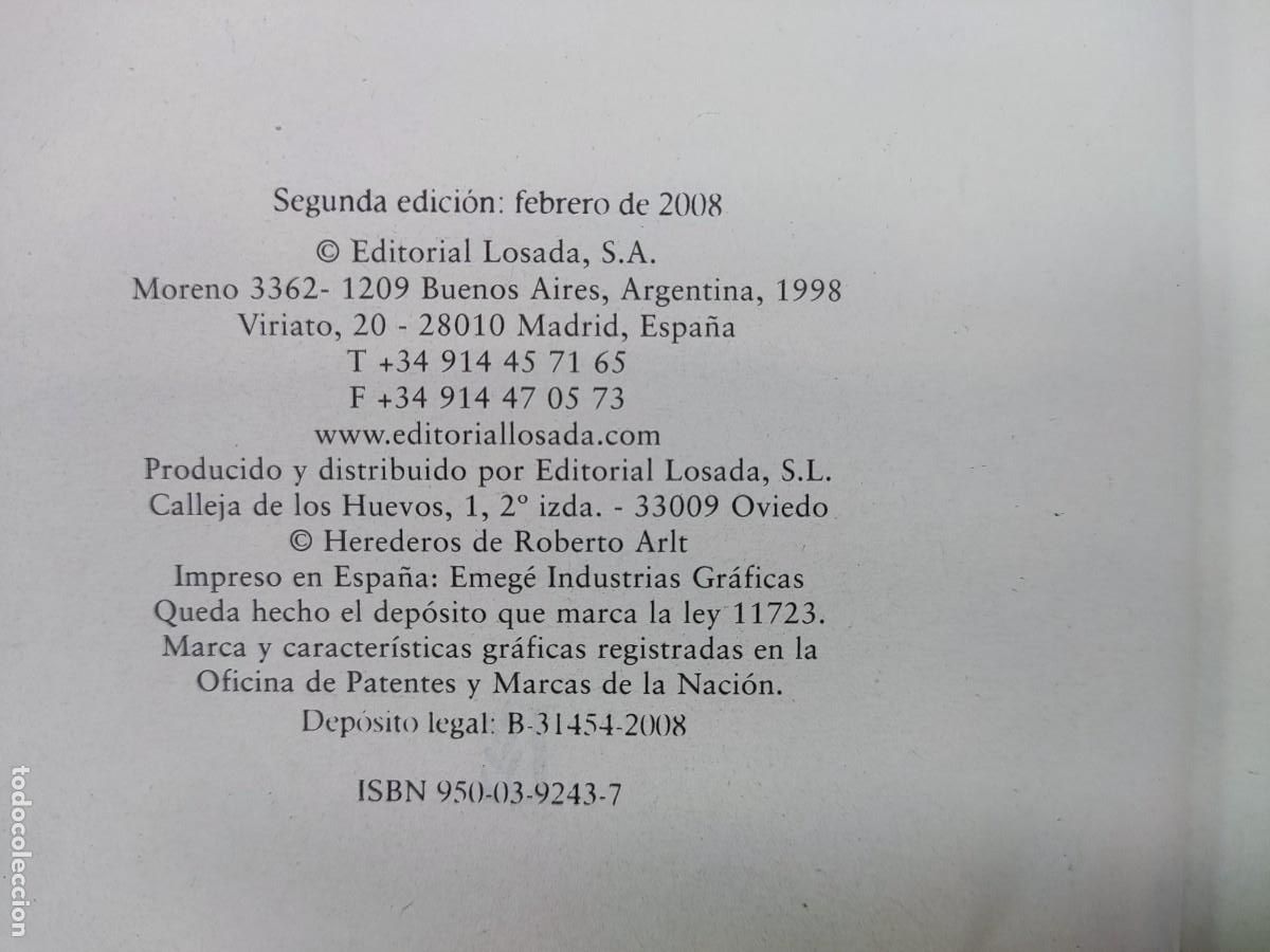 Libros de segunda mano: CUENTOS COMPLETOS, ROBERTO ARLT / 2&ordf;ed. 2008. LOSADA - Foto 2