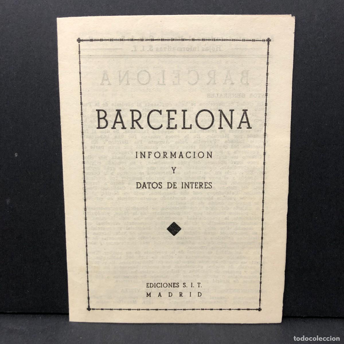 Libros de segunda mano: BARCELONA - INFORMACION Y DATOS DE INTERES - EDICIONES S.I.T. - MADRID / 435