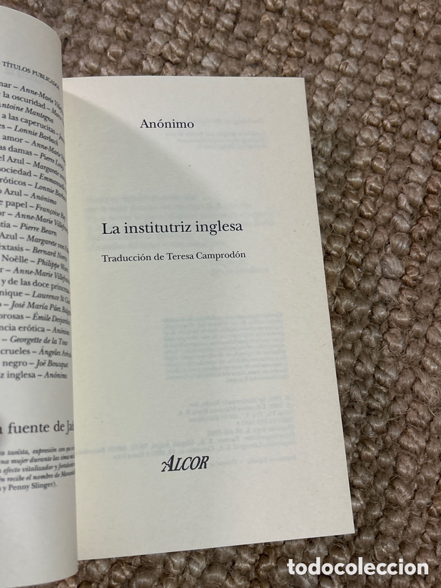 Libros de segunda mano: La institutriz inglesa - An&oacute;nimo - Alcor (1992) - Foto 3