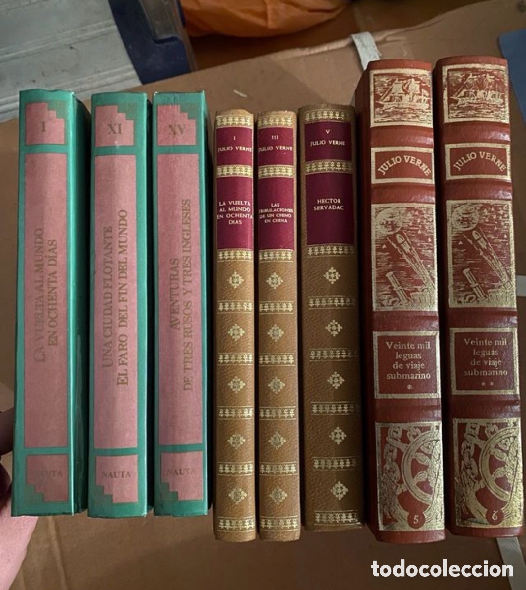 Libros de segunda mano: Lote 8 Tomos Julio Verne - Obras Clasicas (Ed. Nauta, Colecci&oacute;n Lujo y Veinte Mil Leguas)