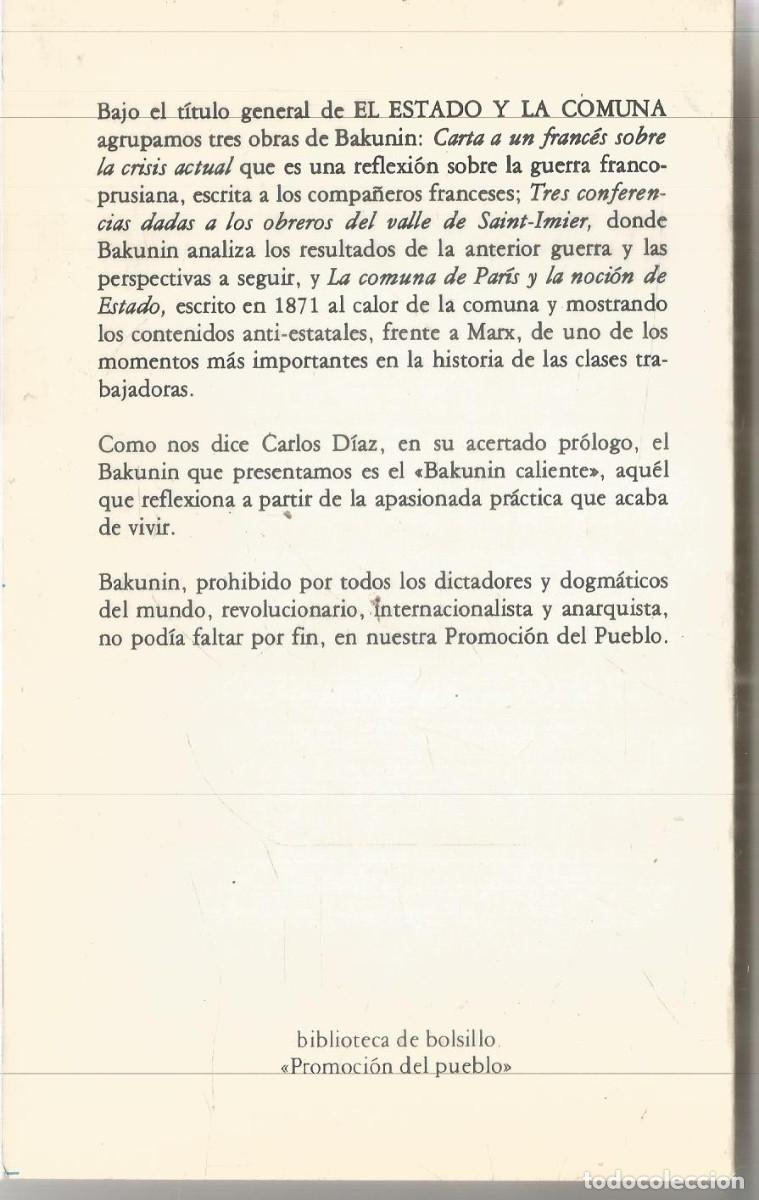 Libros de segunda mano: M. BAKUNIN. EL ESTADO Y LA COMUNA. ZERO - Foto 2