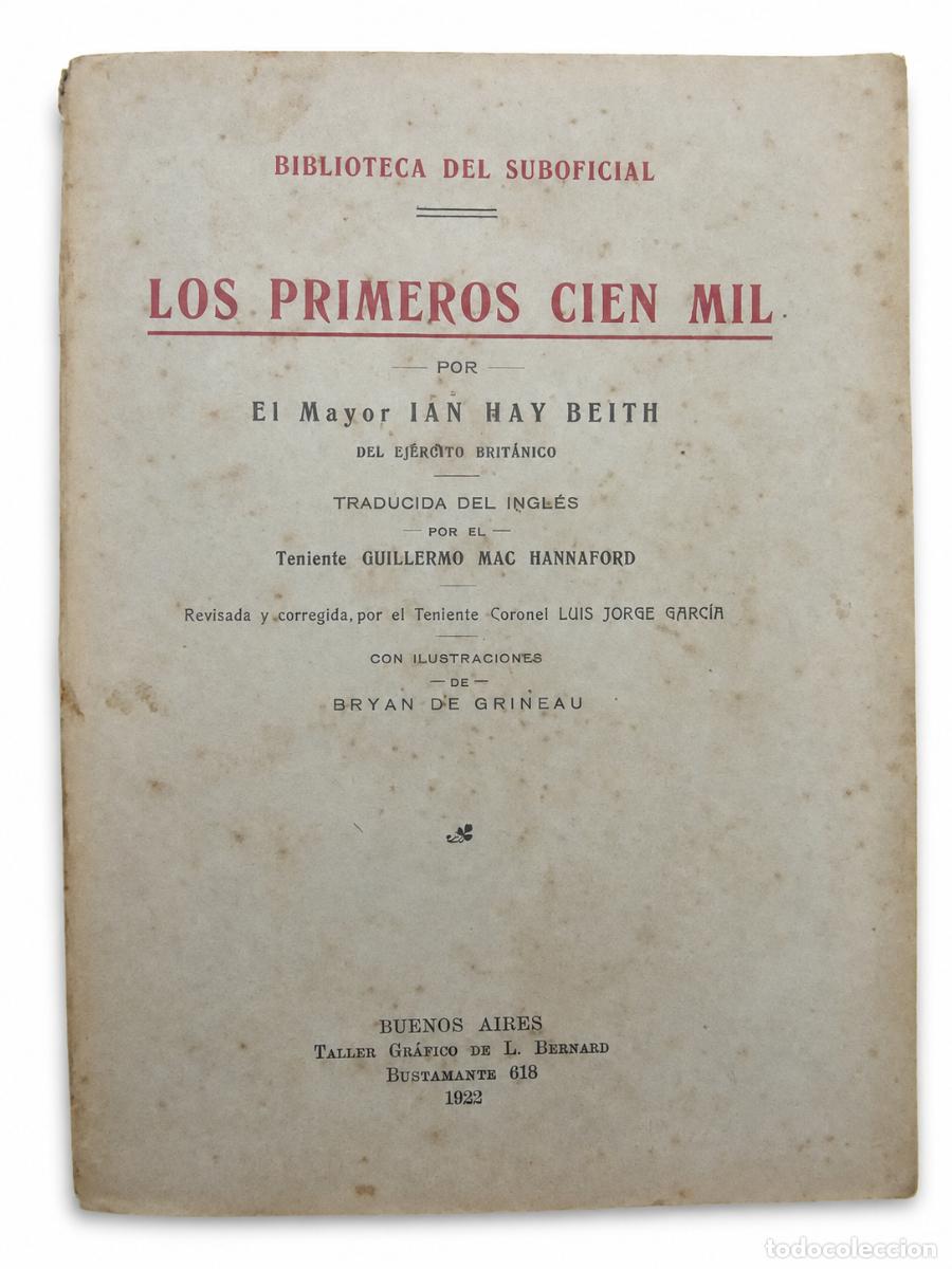 Libros de segunda mano: IAN HAY BEITH &ndash; LOS PRIMEROS CIEN MIL &ndash; BIBLIOTECA DEL SUBOFICIAL &ndash; 1923