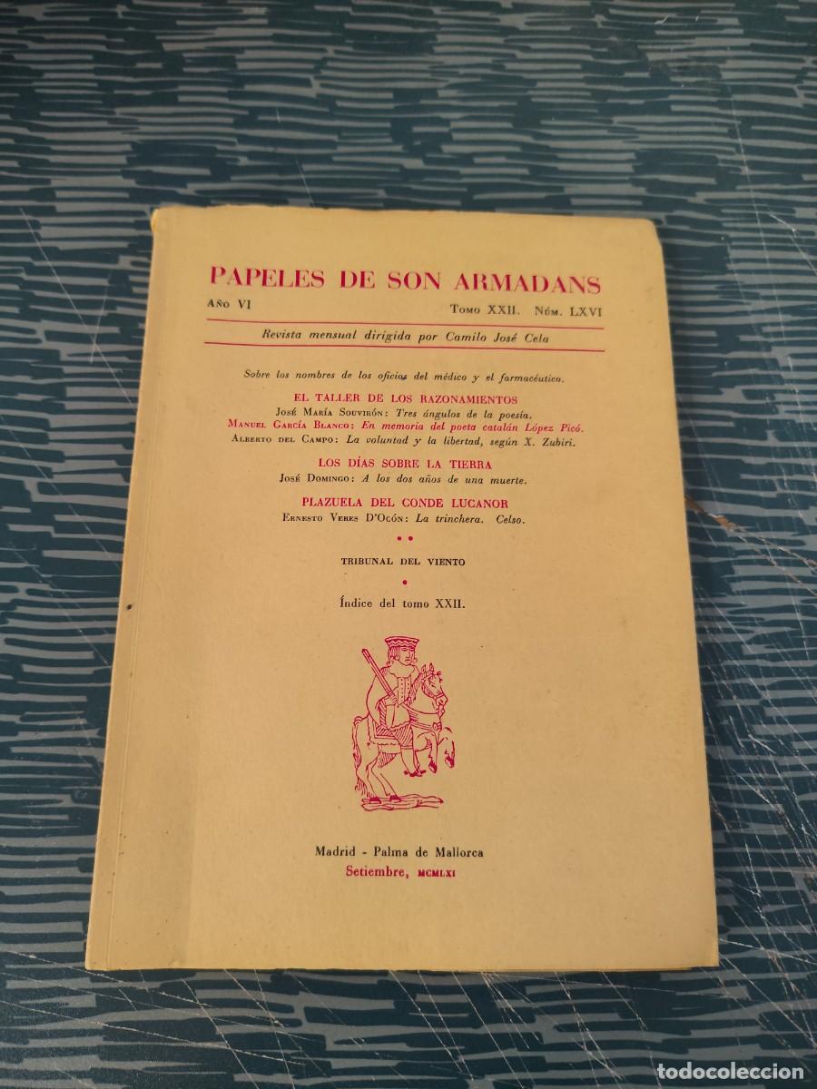 Libros de segunda mano: PAPELES DE SIN ARMADAS,A&Ntilde;O VI,T.XXII,NUM.LXVI,1961,VER FOTOS..