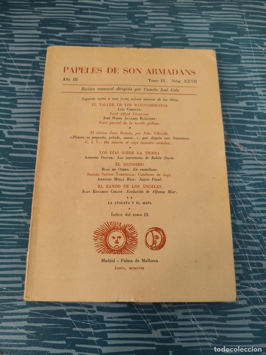Libros de segunda mano: PAPELES DE SON ARMADAS,A&Ntilde;O III,T.IX,NUM.XXVII,1958,VER FOTOS.